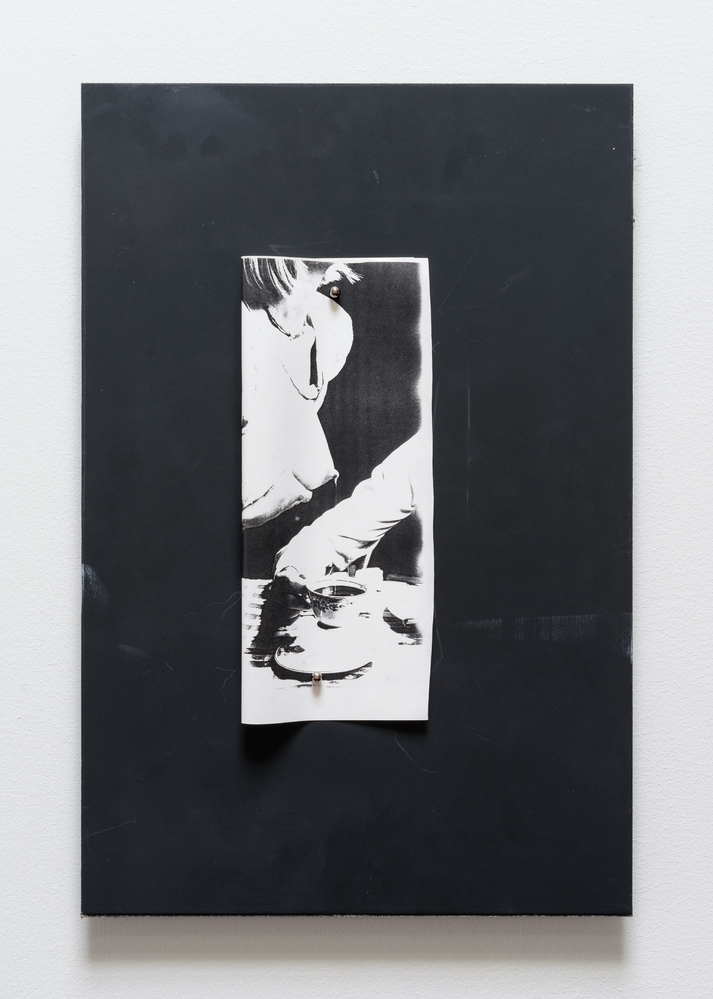 Gideon Barnett, 2015, found photocopy, chalkboard, magnets, 18 x 12 in (50 x 76 cm)